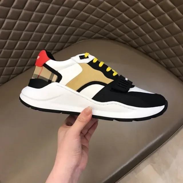 Burberry Lola Blanc et Noir Semelle Chunky Panneau Tissu à Carreaux Lifestyle Sneakers 7