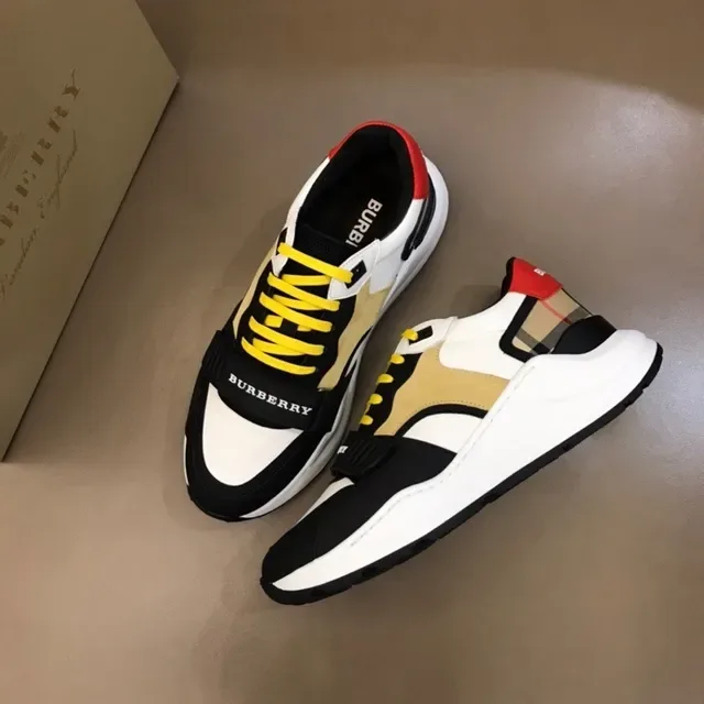 Burberry Lola Blanc et Noir Semelle Chunky Panneau Tissu à Carreaux Lifestyle Sneakers 8
