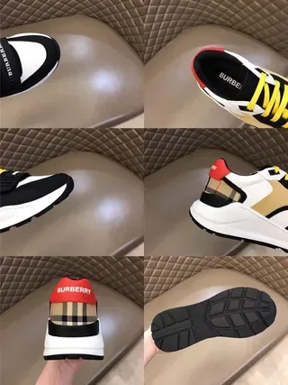 Burberry Lola Blanc et Noir Semelle Chunky Panneau Tissu à Carreaux Lifestyle Sneakers 9