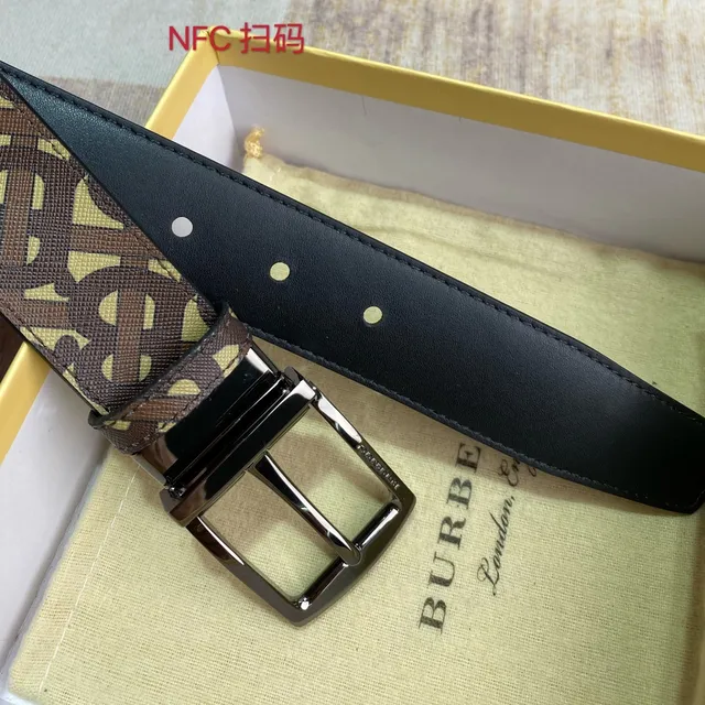 Burberry Monogram Cinto reversível Marrom Bege Preto Couro 6