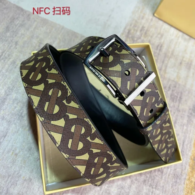 Burberry Monogram Cinto reversível Marrom Bege Preto Couro 8