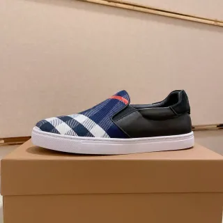 Burberry Navy Black Slip-On Check-Patterned Textile Lifestyle Sneakers