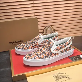 Burberry Orange White Slip-On Monogram-Print Lifestyle Sneakers