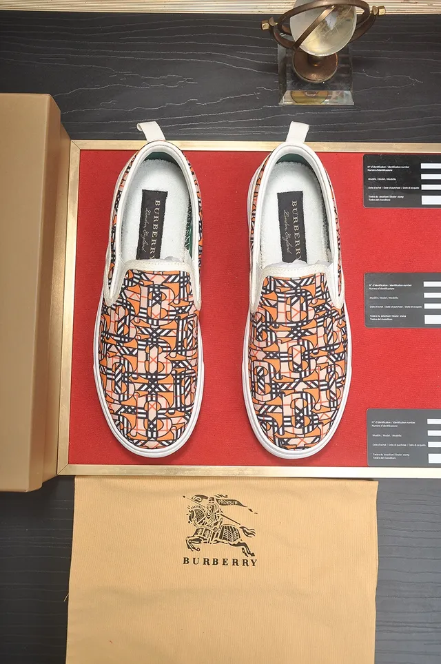 Burberry কমলা সাদা স্লিপ-অন মনোগ্রাম-প্রিন্ট লাইফস্টাইল স্নিকার্স 4