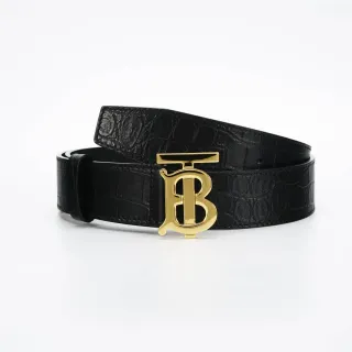 Burberry TB Belt Black Croc-Embossed Leather Belt