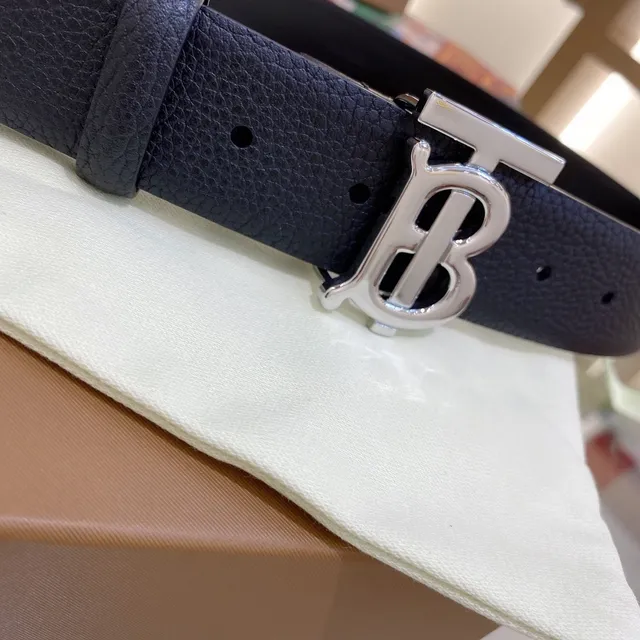 Burberry TB Belt Black Pebbled Leather Belt 2