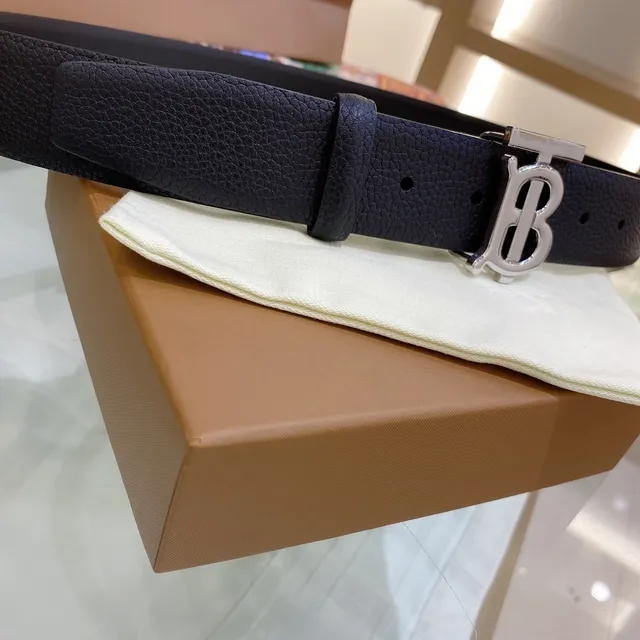 Burberry TB Belt Black Pebbled Leather Belt 3