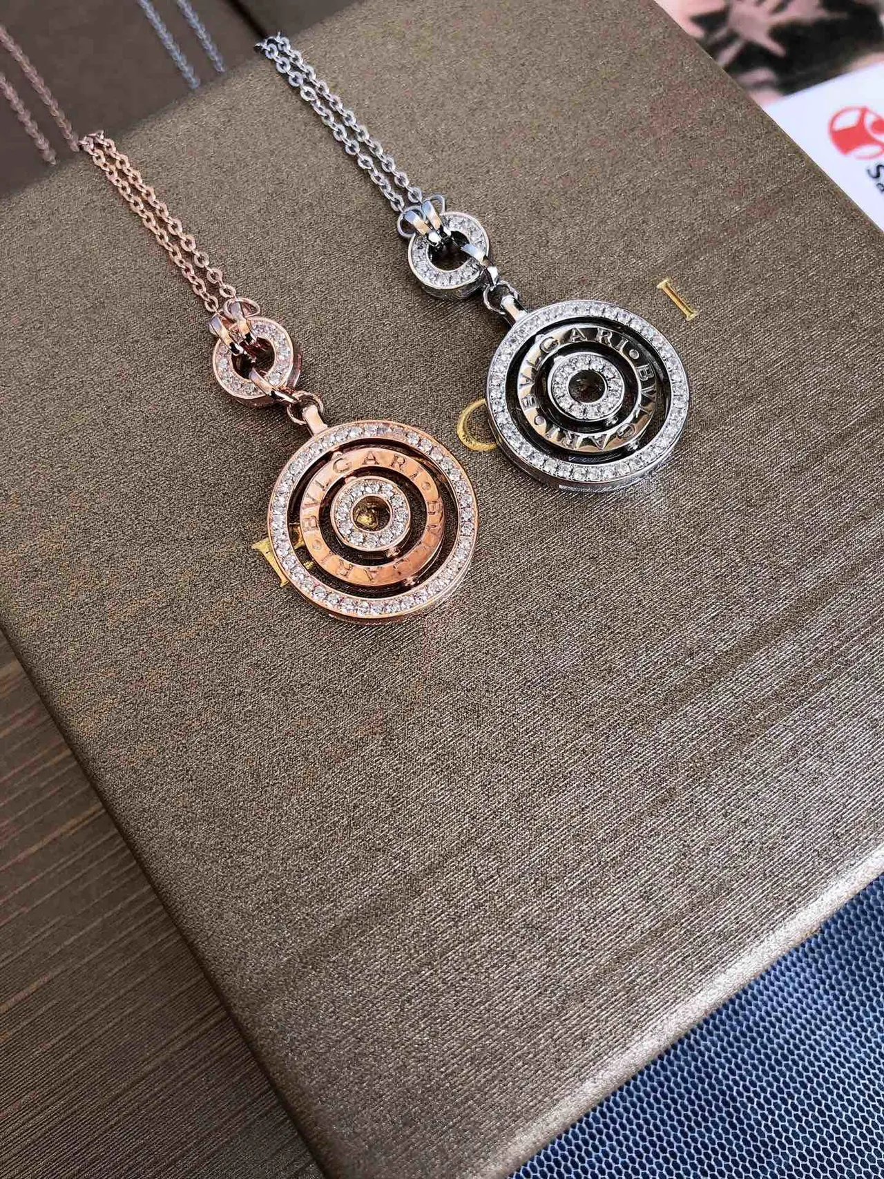 Bvlgari B.zero1 Concentric Ring Pavé Crystal Pendant Necklaces 5