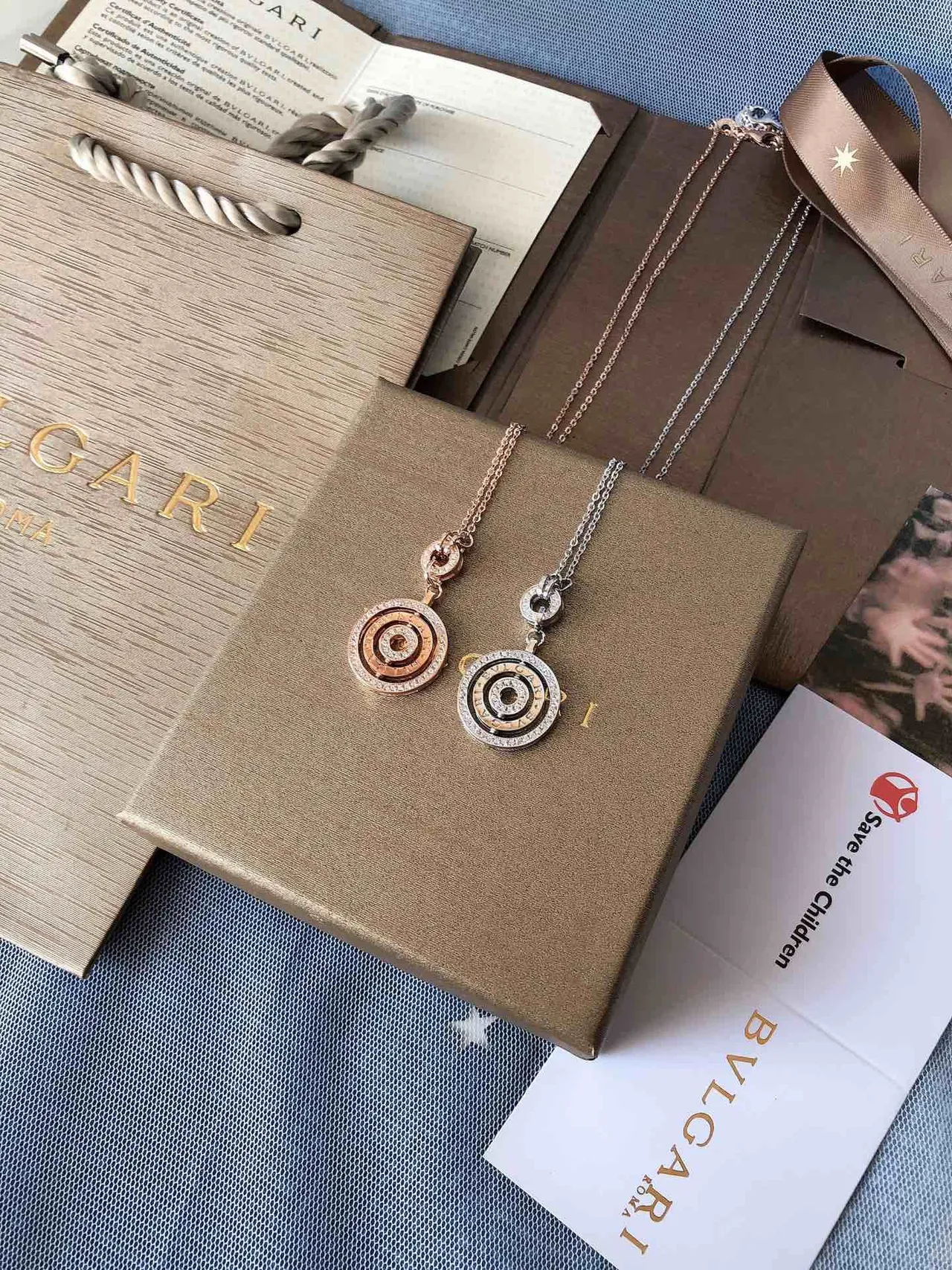 Bvlgari B.zero1 Concentric Ring Pavé Crystal Pendant Necklaces 6