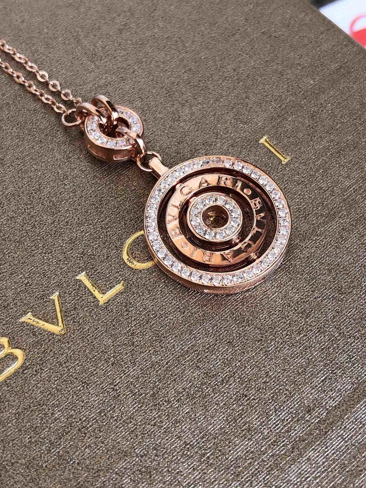 Bvlgari B.zero1 Concentric Ring Pavé Crystal Pendant Necklaces 8