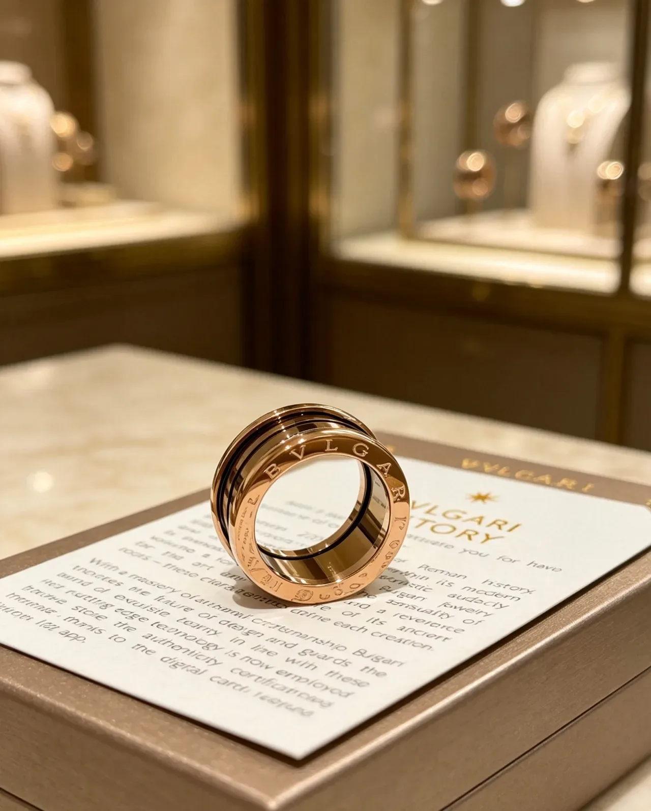 Bvlgari B.zero1 Gold Black Multi-Band Rotating Ring 5