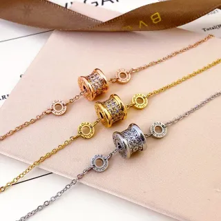 Bvlgari B.zero1 সোনা রূপা বৃত্তাকার ব্যারেল চার্ম পাভে ক্রিস্টাল সেটিং ব্রেসলেট