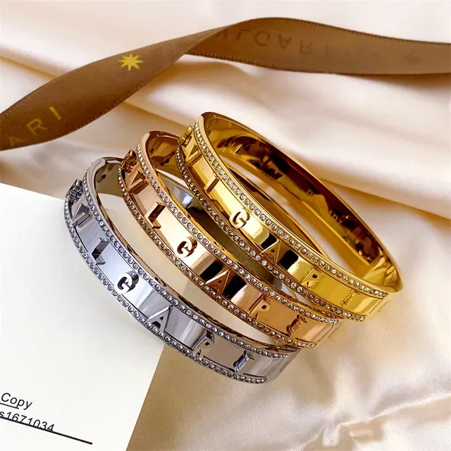 Bvlgari B.zero1 سوار فضي باڤيه كريستال نقش حرف 3