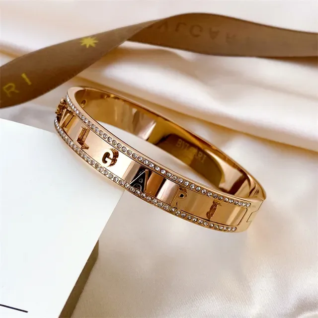 Bvlgari B.zero1 سوار فضي باڤيه كريستال نقش حرف 4