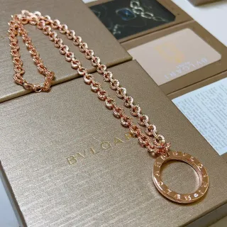 Bvlgari B.zero1 Rose Gold Diamond-Paved Circular Pendant Necklace