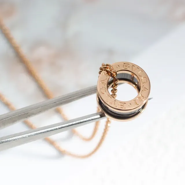 Bvlgari B.zero1 Collier Céramique et Or Rose Empilable 6