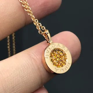 Bvlgari Coin-Style Pavé-Set Gold-Tone Necklace