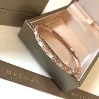 Bvlgari Geometric Rose Gold Mother-of-Pearl and Pavé Bracelet