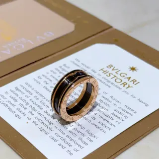 Bvlgari Gold Black Triple-Band Rotating Ring