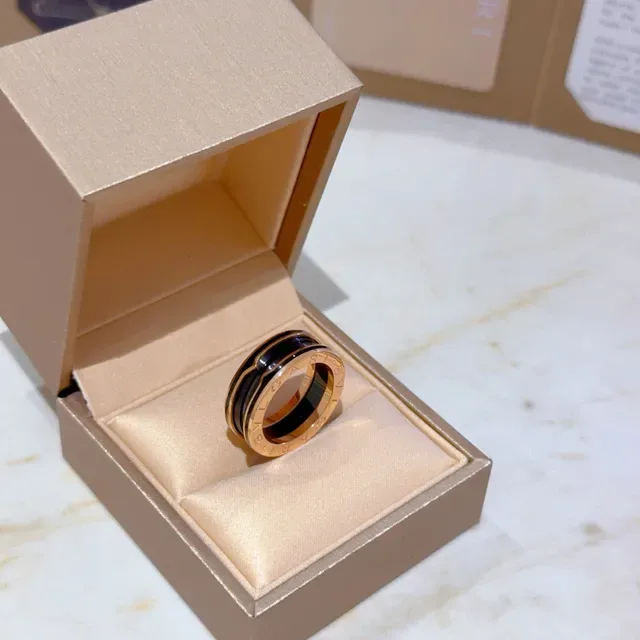 Bvlgari Gold Black Triple-Band Rotating Ring 3