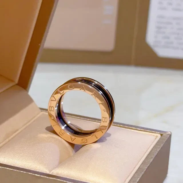 Bvlgari Gold Black Triple-Band Rotating Ring 4