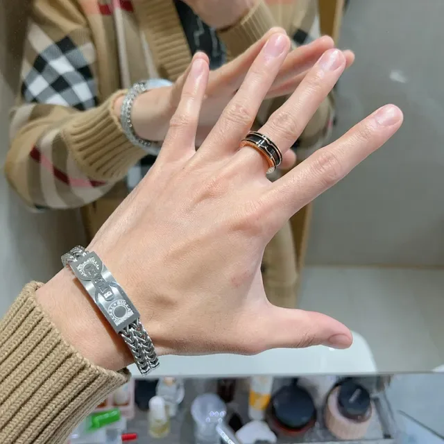 Bvlgari Gold Black Triple-Band Rotating Ring 5