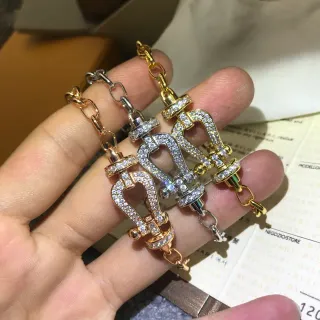 Bvlgari সোনা রুপো Pavé-ডায়মন্ড ঘোড়ার জুতো-বিট মোটিফ ব্রেসলেট