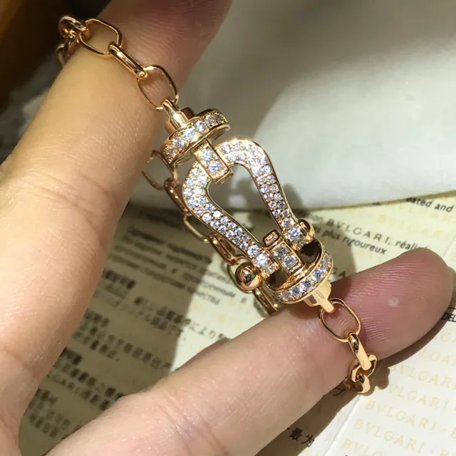 Bvlgari Or Argent Pavé-Diamant Motif de fer à cheval-mors Bracelet 2