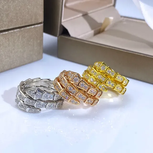 Bvlgari Gold White Multi-Row Coiled Pavé-Set Ring 6