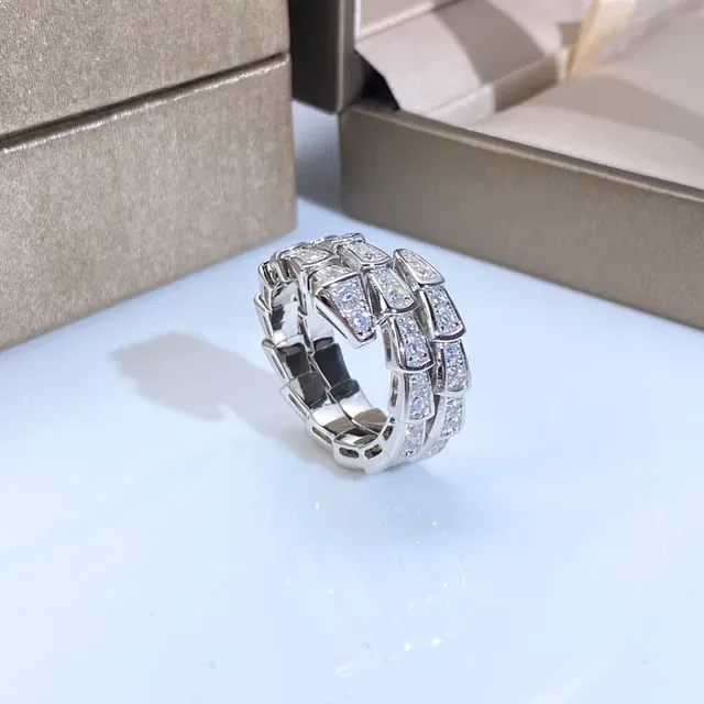 Bvlgari Gold White Multi-Row Coiled Pavé-Set Ring 8