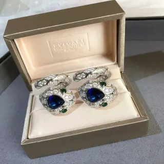 Bvlgari Serpenti Sapphire and Emerald Pavé Diamond Rings