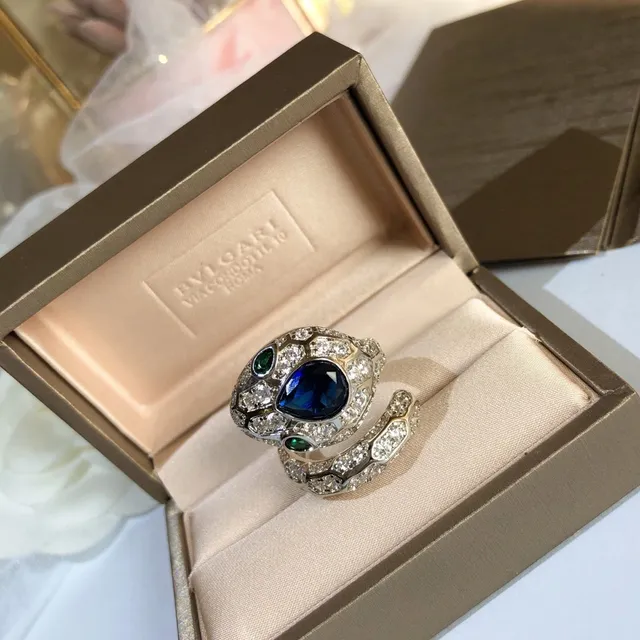 Bvlgari Serpenti Sapphire and Emerald Pavé Diamond Rings 2