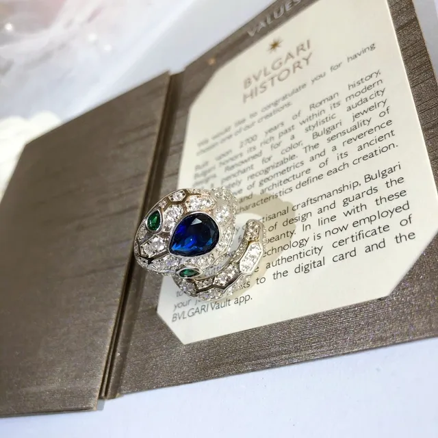 Bvlgari Serpenti Sapphire and Emerald Pavé Diamond Rings 3