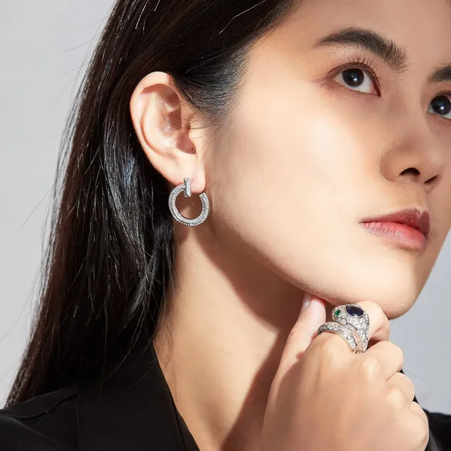 Bvlgari Serpenti Sapphire and Emerald Pavé Diamond Rings 4
