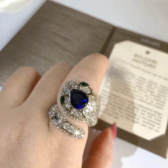 Bvlgari Serpenti Sapphire and Emerald Pavé Diamond Rings 6