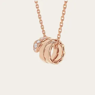 Bvlgari Serpenti Tubogas Rose Gold Pavé Diamond Necklace