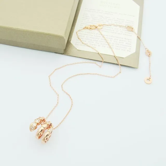 Bvlgari Serpenti Tubogas Or Rose Pavé Diamant Collier 3