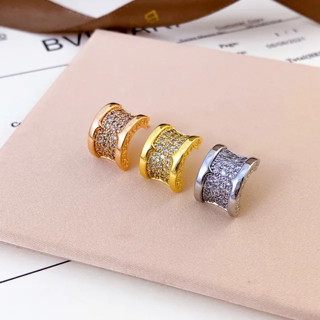 Bvlgari Acier Inoxydable Pavé-Set C-Hoop Boucles d'oreilles 2