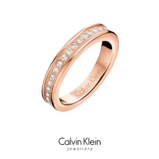 Calvin Klein Polished Rose Gold Engraved Band Ring 7