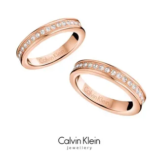 Calvin Klein Polished Rose Gold Engraved Band Ring 14
