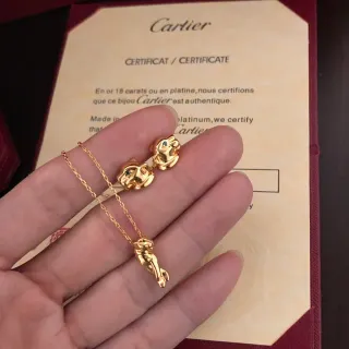 Cartier सोने की हरा पैंथर मोटिफ कला रूप माला