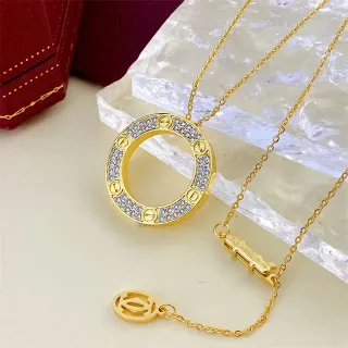 Cartier Juste un Clou Circular Pavé Crystal Gold-Tone Necklace