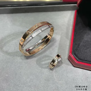 Cartier Juste un Clou Double C Pavé Diamond سوار ذهب ثنائي اللون