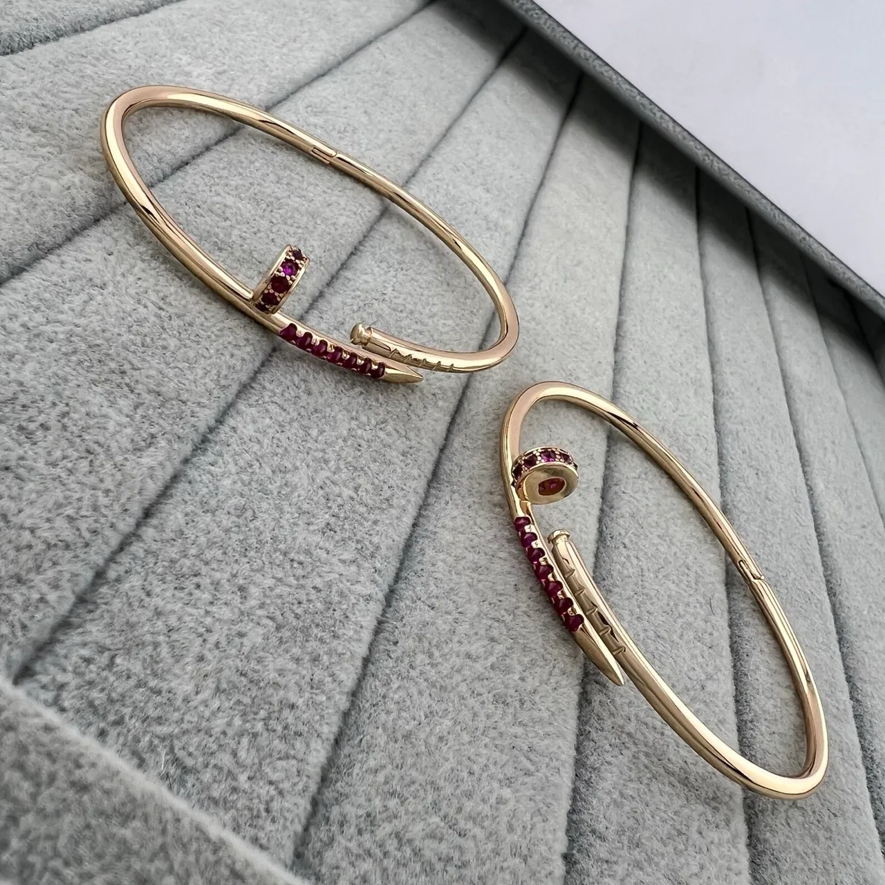 Cartier Juste un Clou Gold and Ruby Open Bangle Bracelet 2