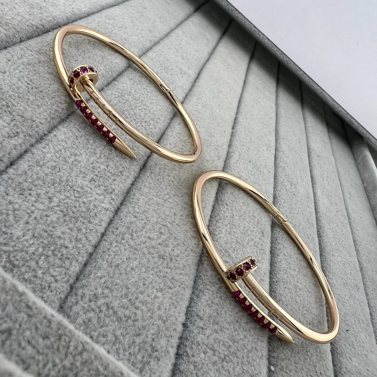 Cartier Juste un Clou Gold and Ruby Open Bangle Bracelet 3