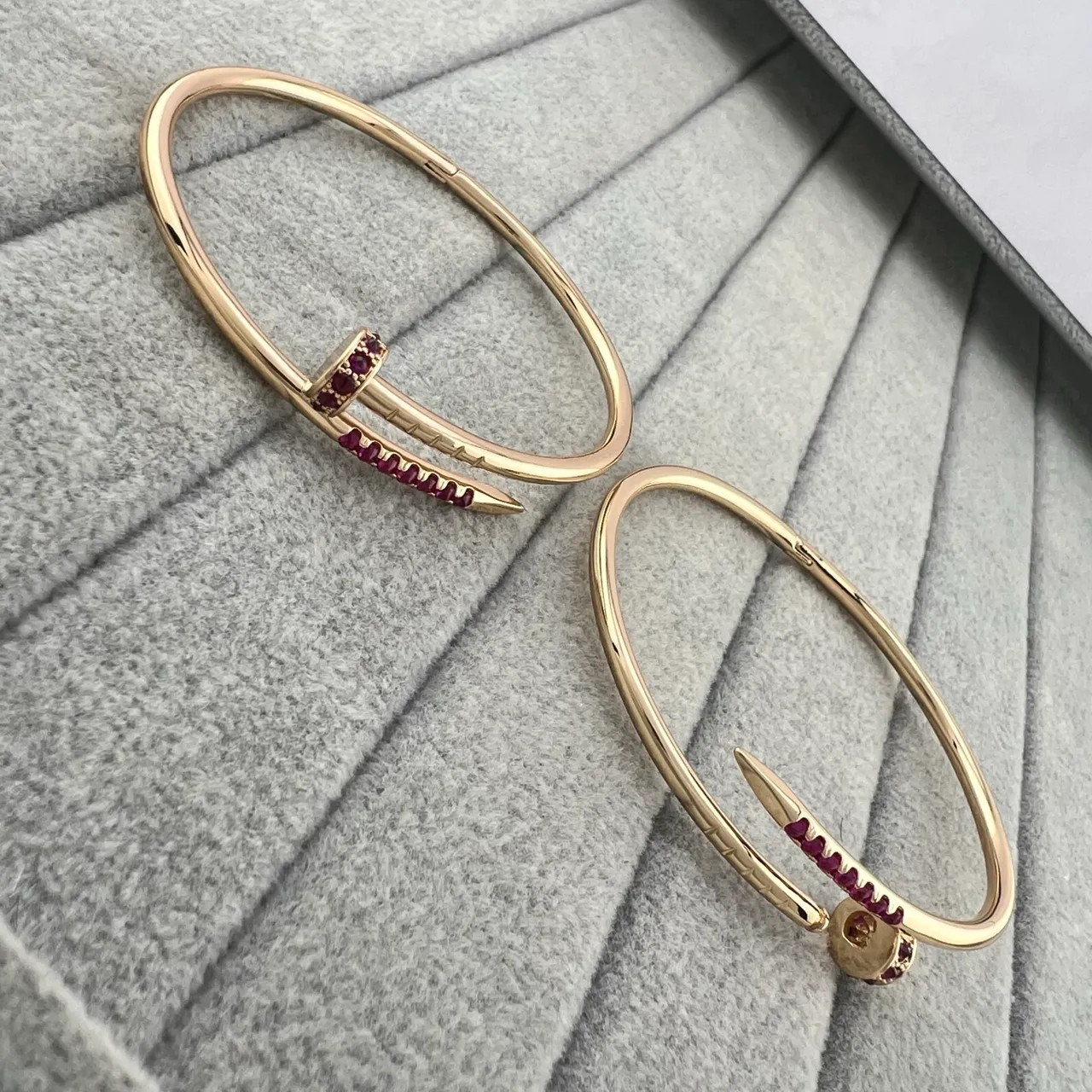 Cartier Juste un Clou Gold and Ruby Open Bangle Bracelet 4