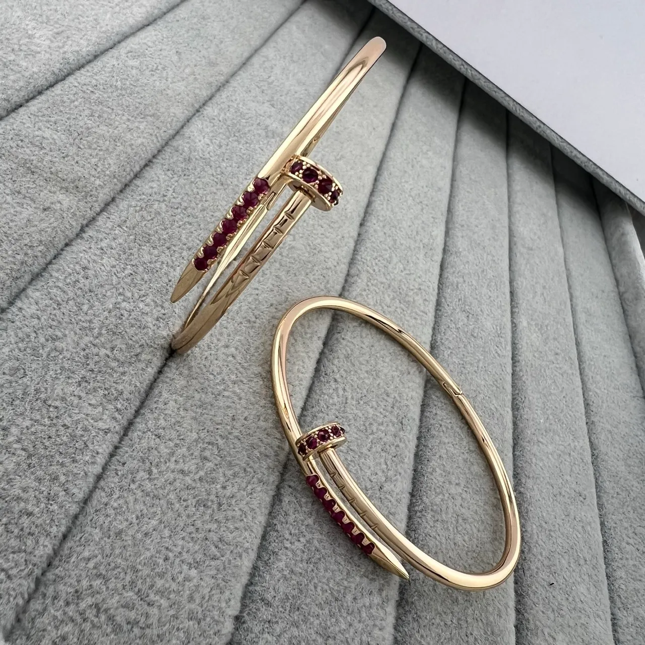 Cartier Juste un Clou Gold and Ruby Open Bangle Bracelet 5