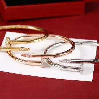 Cartier Juste un Clou Nail Motif Pavé Diamond Bangle Bracelets