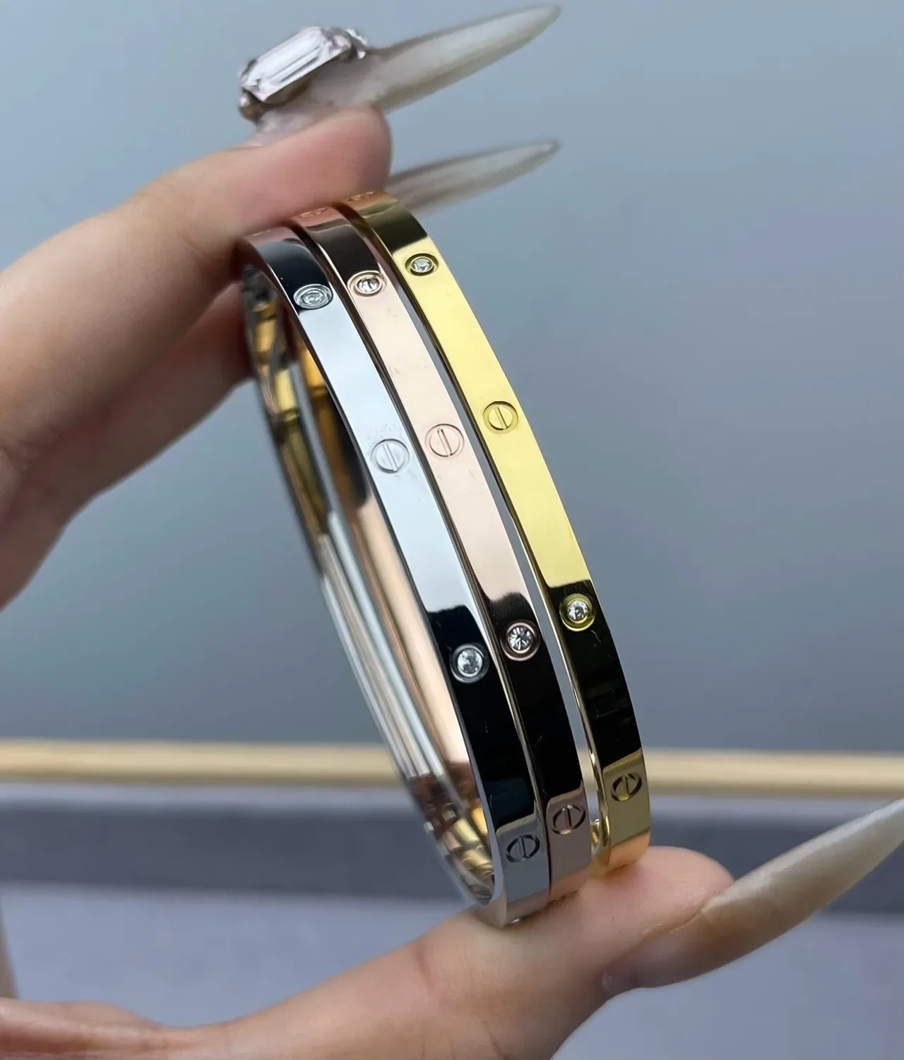 Cartier Love Bracelet Silver Rose Gold Yellow Gold Screw-Motif Bangle Bracelets 2
