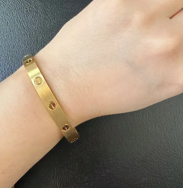 Cartier Love سوار ذهبي مظعج اللمس نقشة المسمار 9